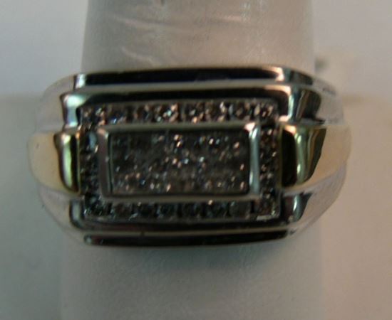 Picture of MENS RING SZ-10.25 10K WHITE GOLD W/ YELLOW BARS ON SIDE SZ- 10.25 9.5G