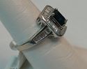 Picture of 14K WHITE GOLD RING WITH BLUE STONE AND DIAMONDS SZ-7 4.1G