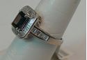 Picture of 14K WHITE GOLD RING WITH BLUE STONE AND DIAMONDS SZ-7 4.1G