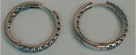 Picture of 14K WHITE GOLD HOOP EARRINGS WITH BLUE STONES 5.8G