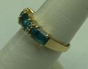 Picture of 14K YELLOW GOLD RING W/ BLUE STONES & DIAMONDS SZ-6.25 2.7G