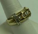 Picture of 14K YELLOW GOLD RING W/ WHITE GOLD BARS ON THE SIDE & DIAMONDS SZ-9 9.3G