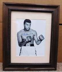Picture of MUHAMMAD ALI BLACK AND WHITE SIGNED AUTOGRAPHED FRAMED PHOTO WITH COA