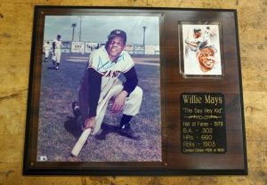Picture of Willie Mays Plaque signed pic & card Hall of Fame 1979 w C.O.A LIMITED EDITION