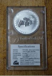 Picture of 1998 Canada Coin $5 Fine Silver 1 Oz .999 Elizabeth II with COA