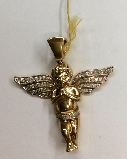 Picture of 10kt yellow gold angel pendant 12.4 gr