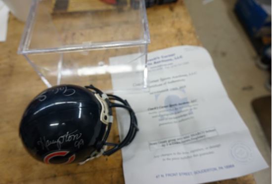 Picture of BEARS GREATS GROUP AUTO MINI SHARCO HELMET BY 5W/DITKA, SAYERS, SINGLETARY ;COA. MINT CONDITION. COLLECTIBLE.