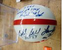 Picture of MINI HELMET AUTOGRAPHED, SIGNED BY 3 BOBBY BELL HOF 83; RON MIX HOF 1979; LANCE ALWORTH "BAMBIE" #19 HOF 78 . WITH COA; CASE. COLLECTIBLE. 