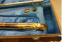 Picture of Vintage Yamaha Trombone YSL-352 with mouthpiece , case.  PLEASE READ CAREFULLY. BEING SOLD AS IS. AS FIXER UPPER.  INSTRUMENT HAS DENTS. 