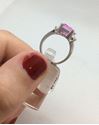 Picture of 10kt white gold ladies ring size 7 4.5 gr with pink stone and 2 white stones mint pre owned 793753-1 