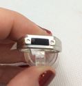 Picture of 10kt white gold men’s band with onyx and 2 small diamonds siZe 10.25 3.5 gr mint 824678-1 