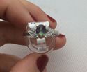 Picture of 14kt white gold fashion ring with oval multi color stones with 4 diamonds 2.2 gr size 7.25 pre owned mint 834555-2 