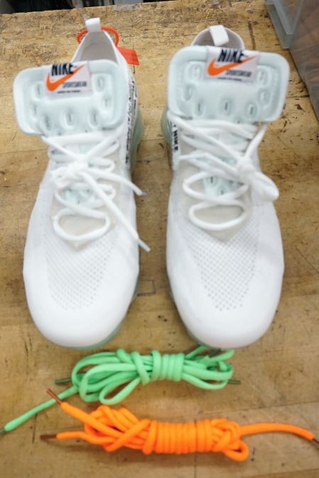 off white green and orange laces