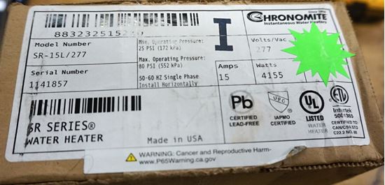 Picture of Chronomite SR-15L 277v Instant-Flow SR Tankless Water Heater new. in box. 