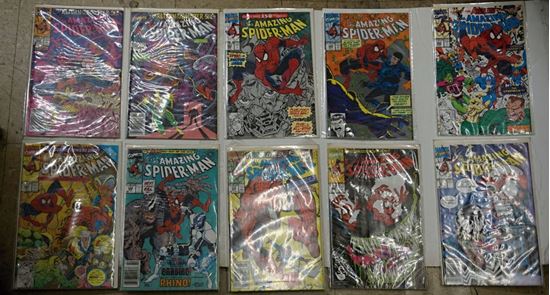 Picture of LOT 10 MARVEL THE AMAZING SPIDER MAN COMICS  335 LATE JULY; 334 EARLY JULY; 343 JANUARY; 344 FEBRUARY; 345 MARCH; 346 APRIL; 347 MAY;348 JUNE; 350 AUGUST; 349 JULY. MINT. COLLECTIBLE. 