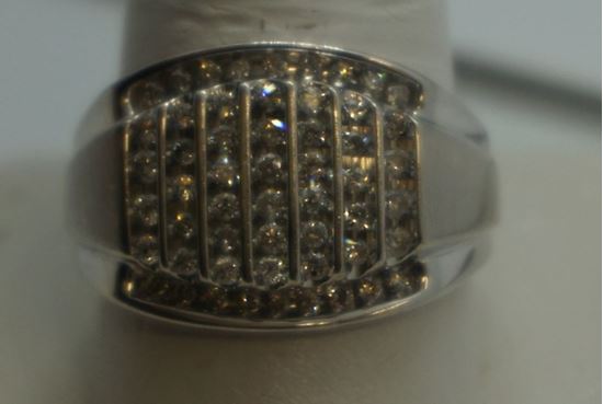 Picture of 10kt white gold ring size 10.25 with 56 small round diamonds (1 carat ) 6.2 GR MINT CONDITION. 840012-1. 
