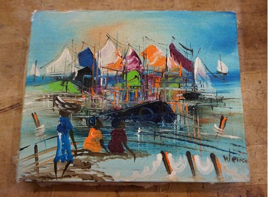 Picture of OIL PAINTING " PICTURE OF THE PORT " 10' BY 8' FREE SHIPPING