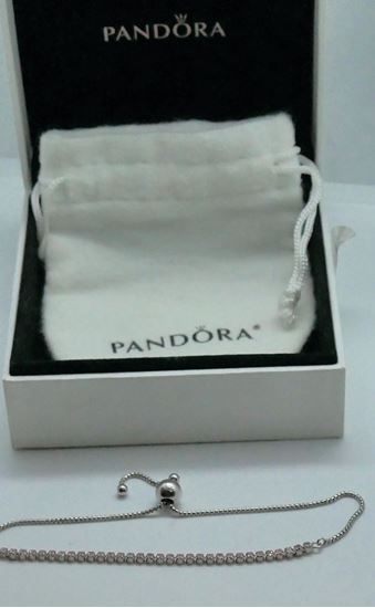 Picture of PANDORA STERLING SILVER BRACELET WITH PINK STONES 3.0GR WITH BOX AND POUCH VERY GOOD CONDITION 842024-1 