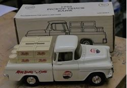 Picture of Ertl Pepsi Cola 1955 Chevy pick up truck diecast metal bank #7506 new with box. collectible.