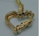 Picture of 10kt yellow gold heart pendant with 2 small diamonds and 5 emeralds 1.5 grams 817670-1