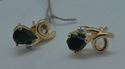 Picture of 14kt yellow gold earrings with blue stones and 2 small diamonds 2.2 grams 815025-2