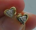 Picture of 10kt yellow gold heart studs with 6 diamonds 1.2 grams 852746-1
