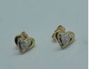 Picture of 10kt yellow gold heart studs with 6 diamonds 1.2 grams 852746-1